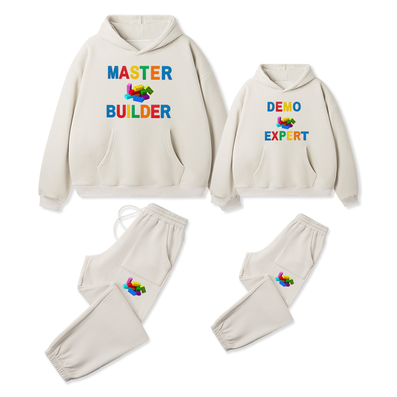 Personalized Building Blocks Family Matching Hoodie Set
