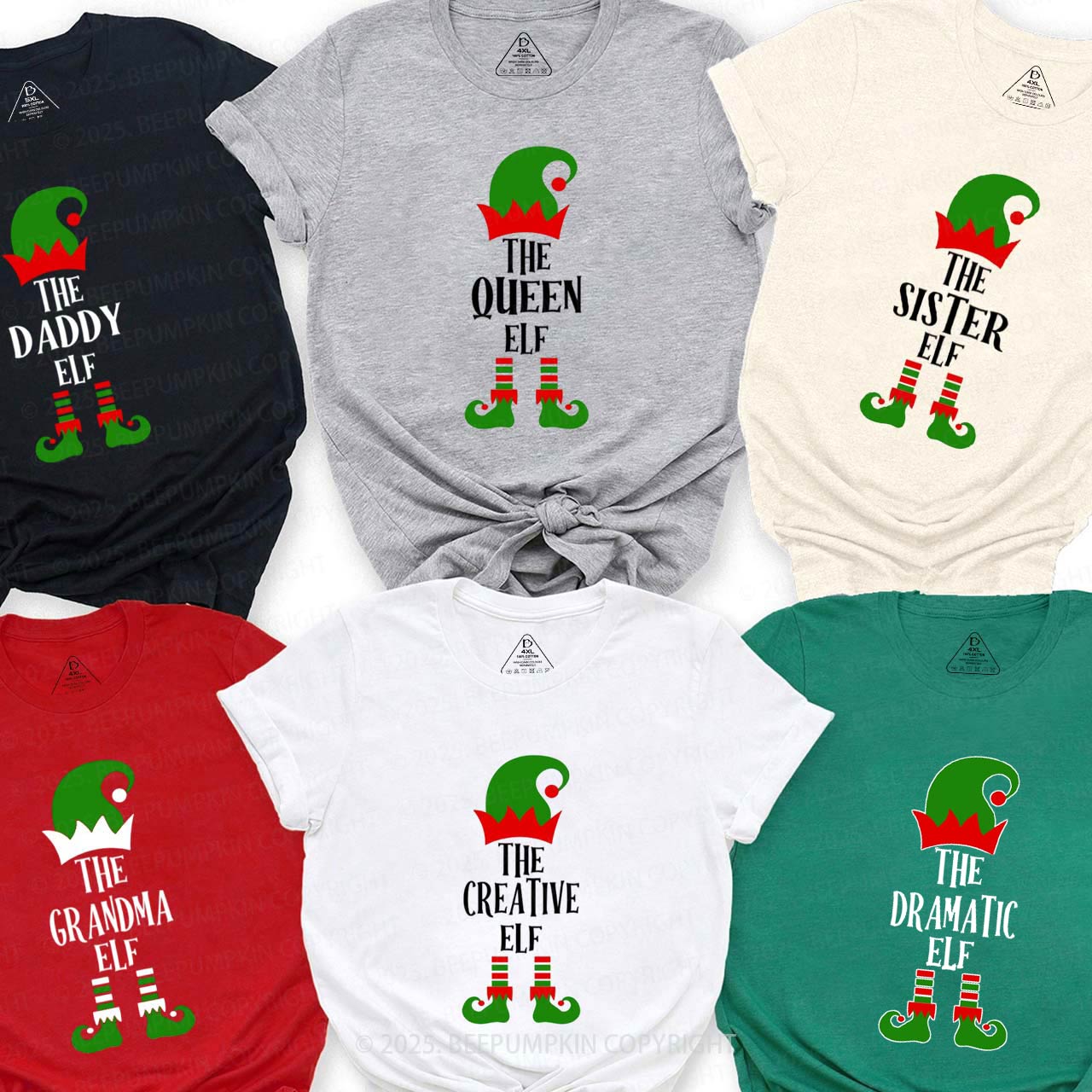 Personalized Christmas The Elf Family Matching T-Shirts Beepumpkin