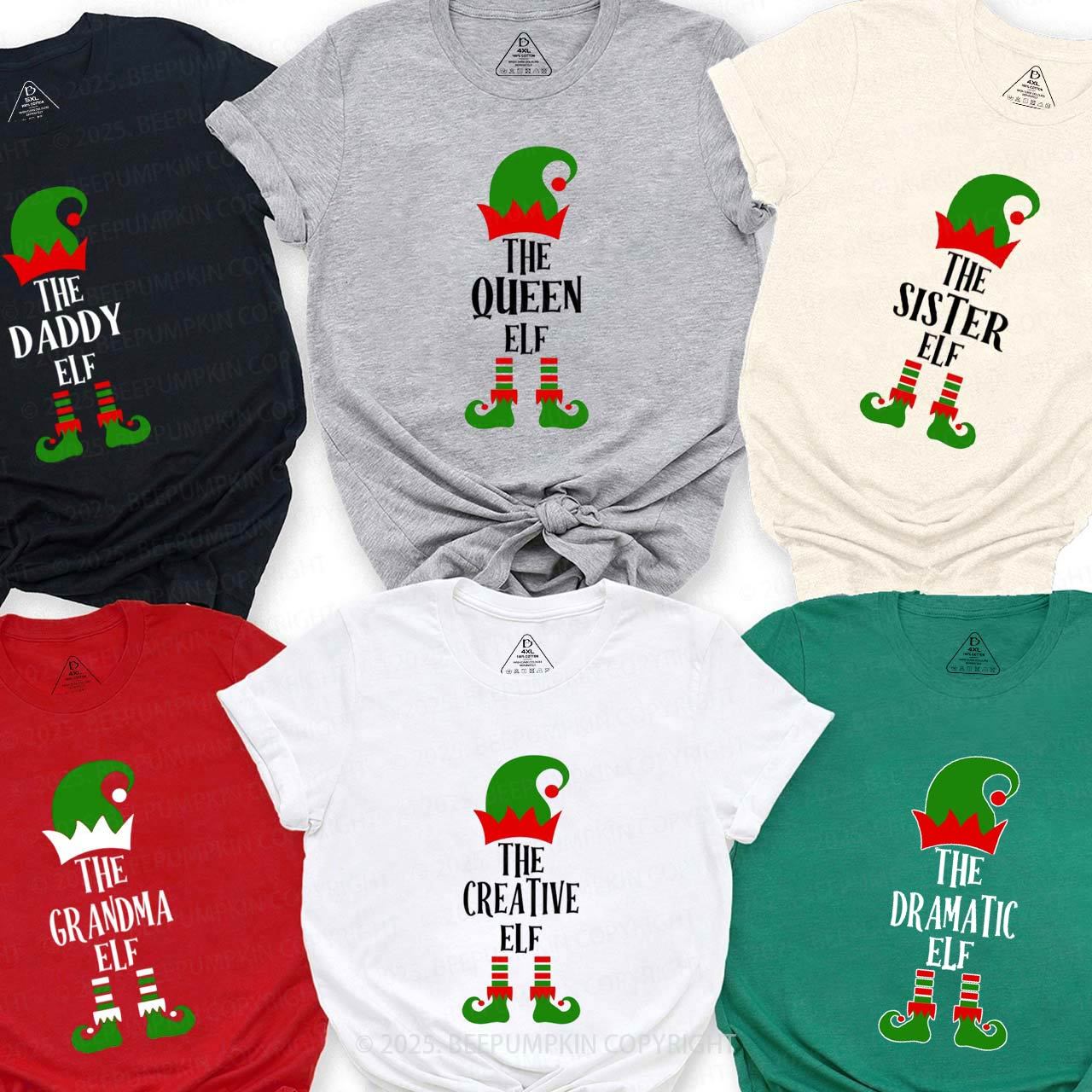 Personalized Christmas The Elf Family Matching T-Shirts Beepumpkin