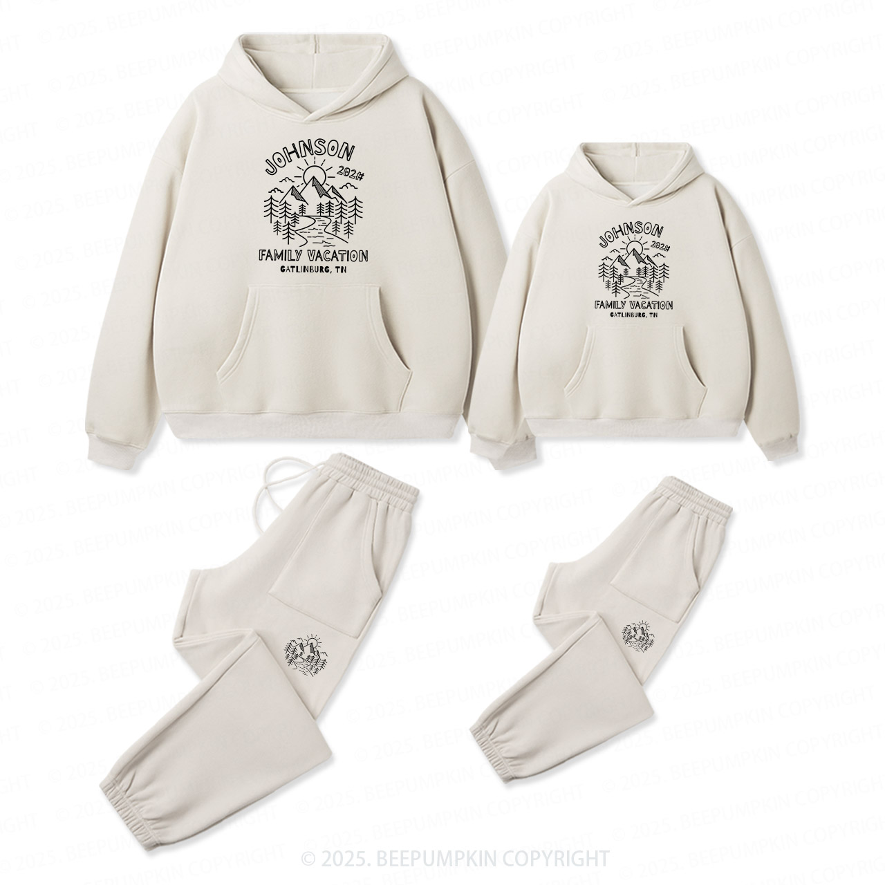 Personalized Mountain Vacation Family Matching Hoodie Set