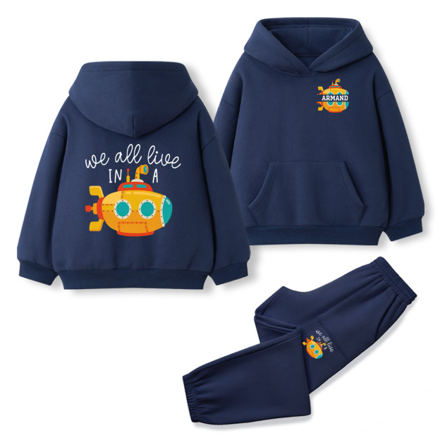 Personalized Yellow Submarine Name Toddler&Kids Hoodie Set