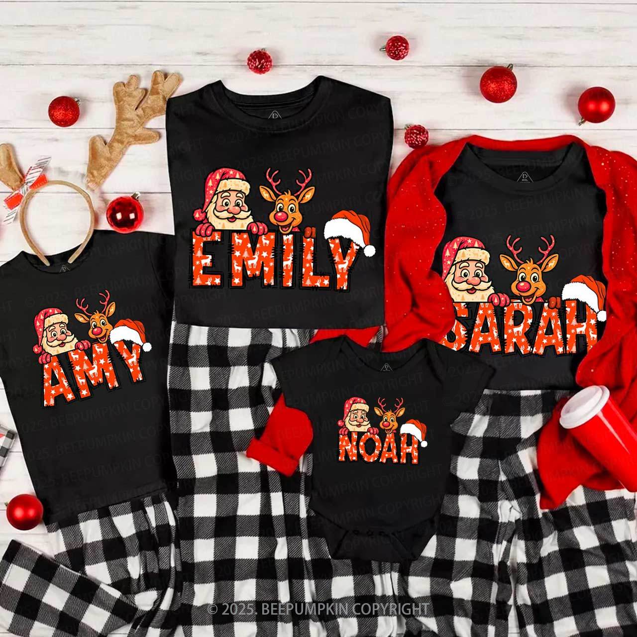 Personalized Santa's Favorite Name Family Matching T-Shirts Beepumpkin