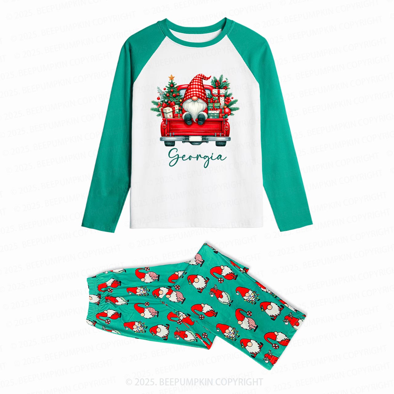 Personalized Red Truck Christmas Cheer Family Matching Gnomes Pajamas Beepumpkin