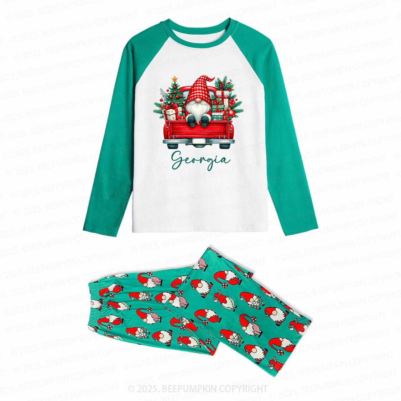 Personalized Red Truck Christmas Cheer Family Matching Gnomes Pajamas Beepumpkin