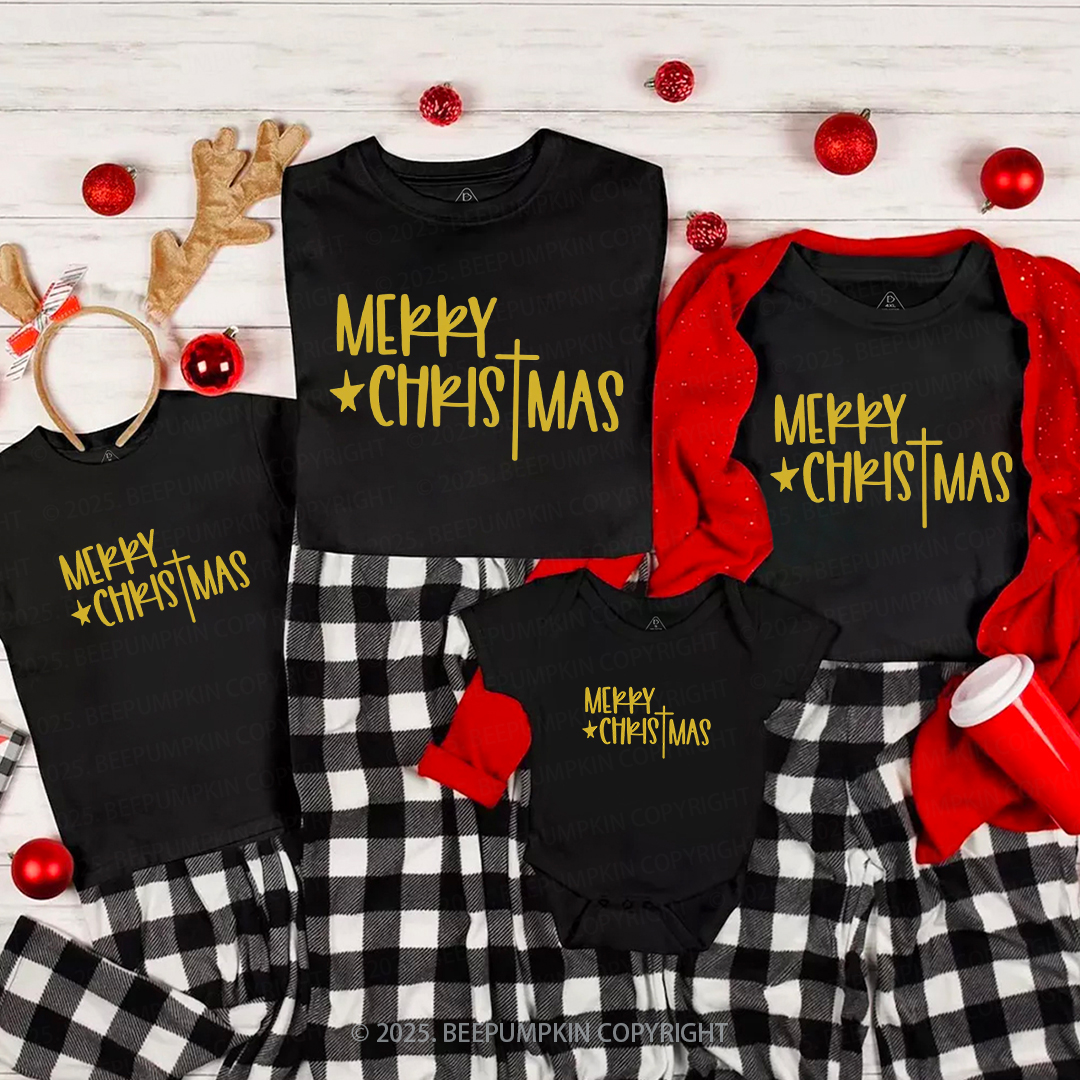Merry Christmas Cross Family Matching T-Shirts Beepumpkin