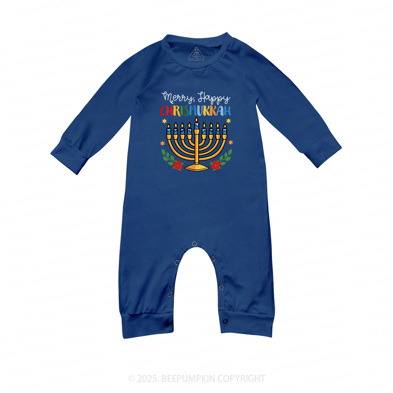 Personalized Happy Hanukkah Matching Blue Pajamas Beepumpkin