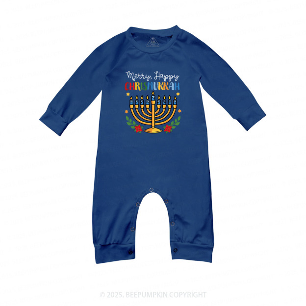 Personalized Happy Hanukkah Matching Blue Pajamas Beepumpkin