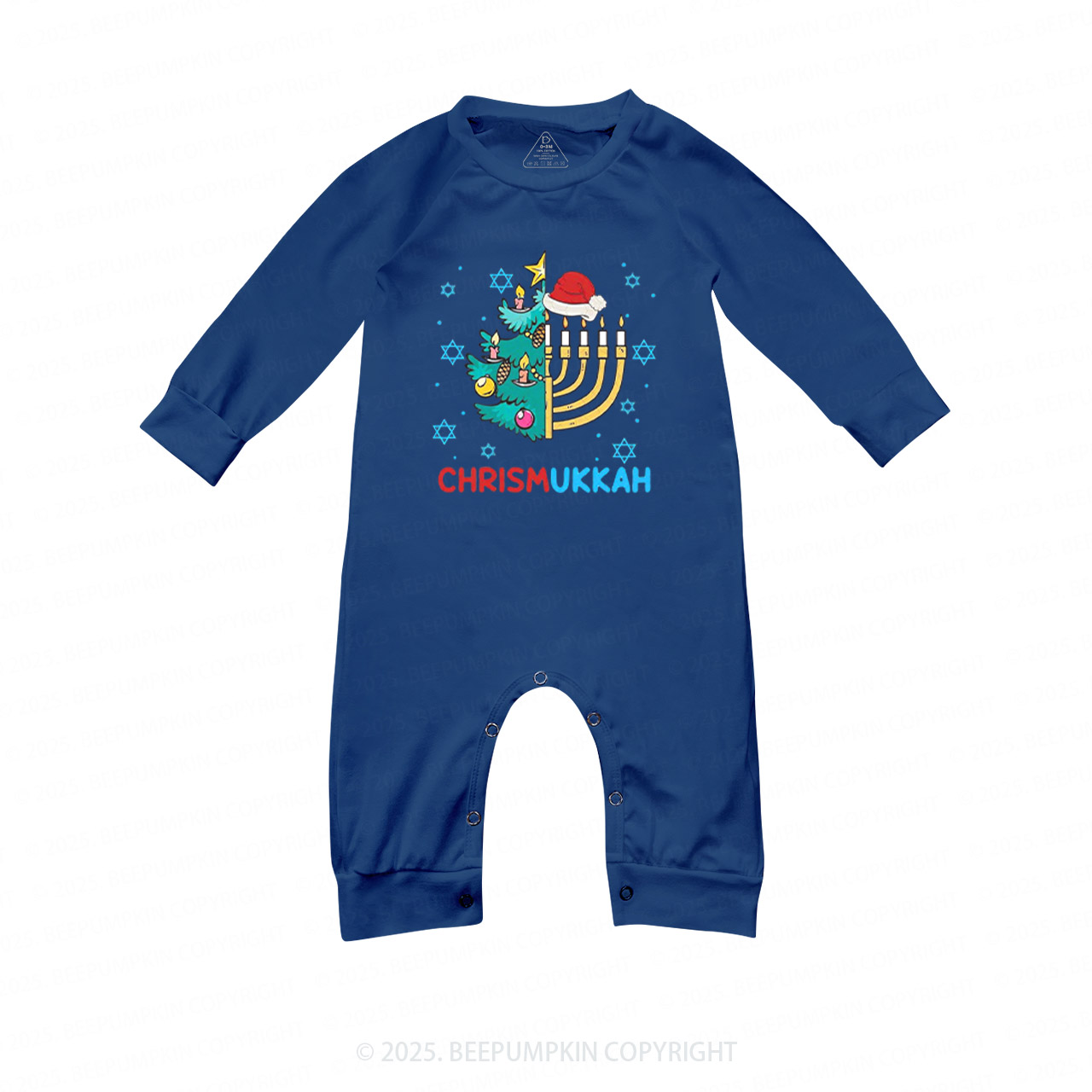 HAPPY CHRISMUKKAH Matching Blue Pajamas Beepumpkin