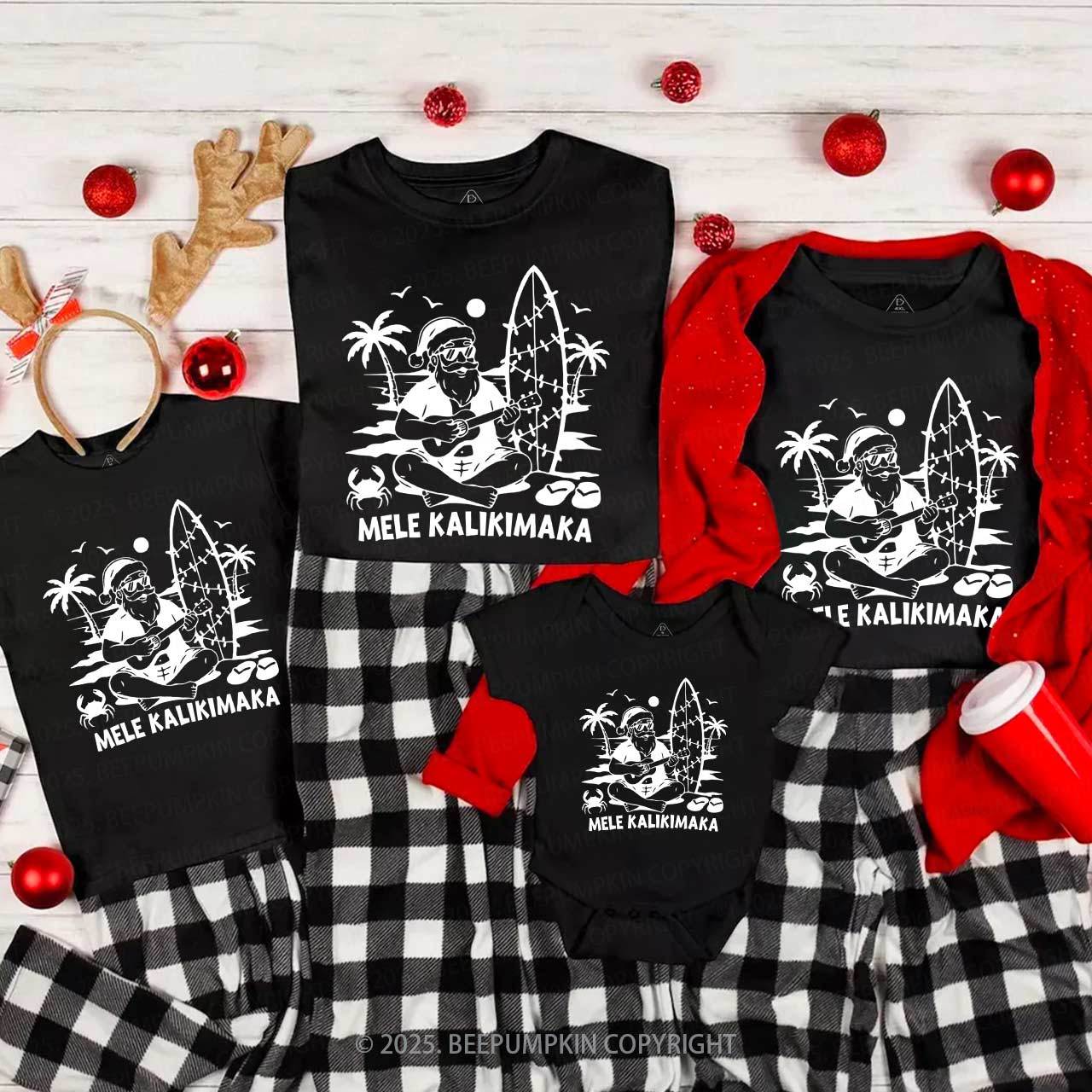 Personalized Mele Kalikimaka Family Matching T-Shirts Beepumpkin