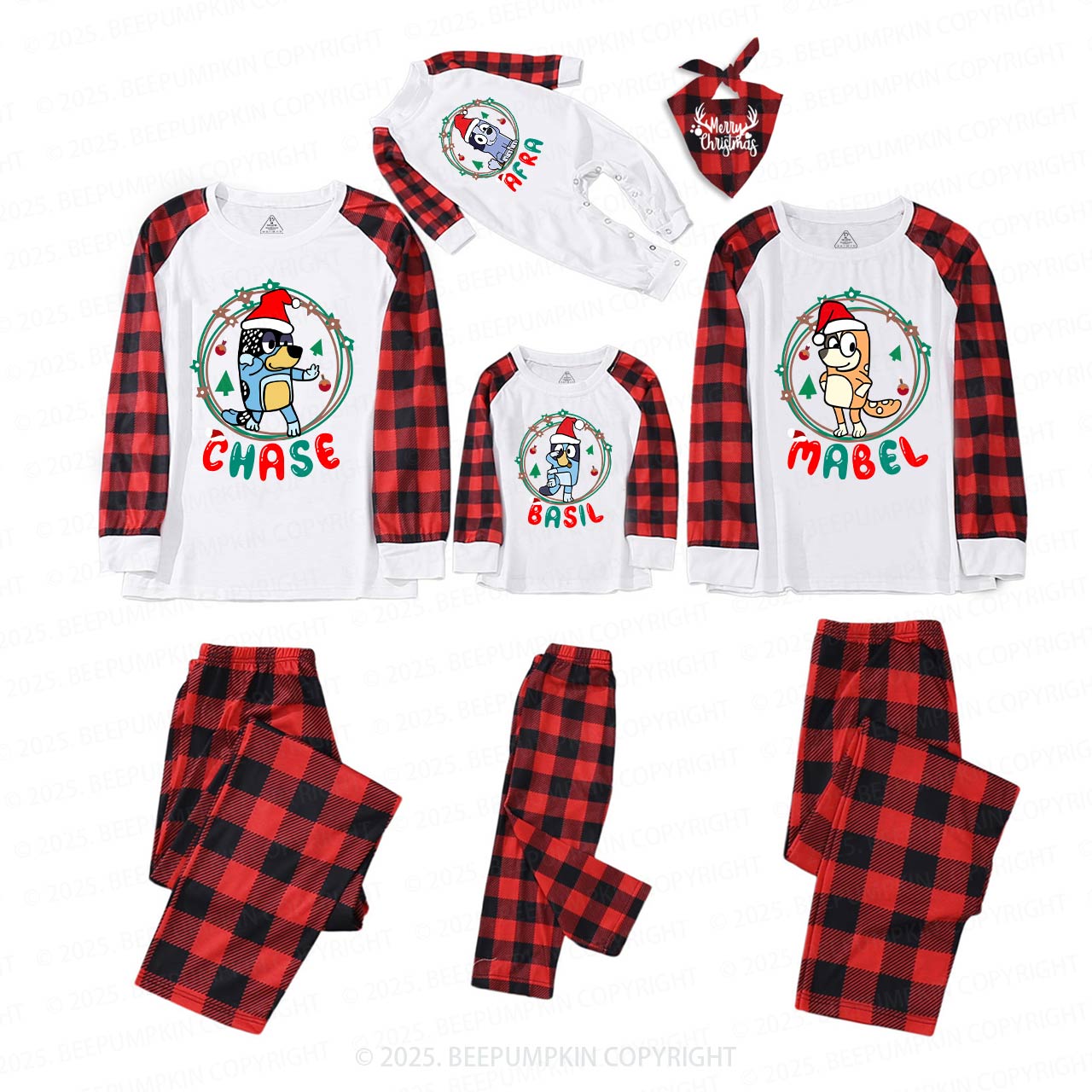 Cartoon Dog Light Ring Christmas Family Matching Pajamas