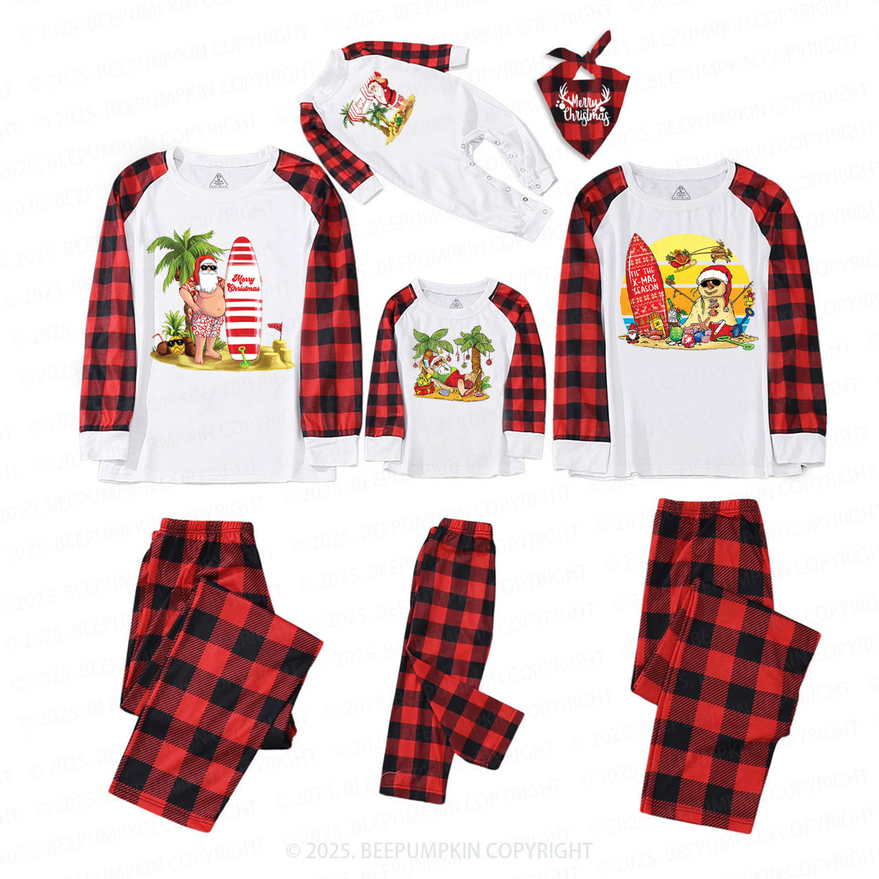 Personalized Tropical Beach Christmas Family Matching Pajamas
