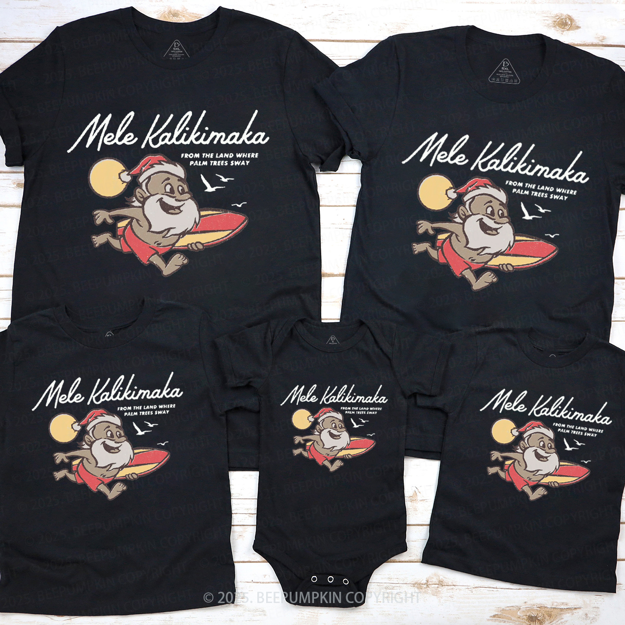 Retro Mele Kalikimaka Family Matching T-Shirts Beepumpkin