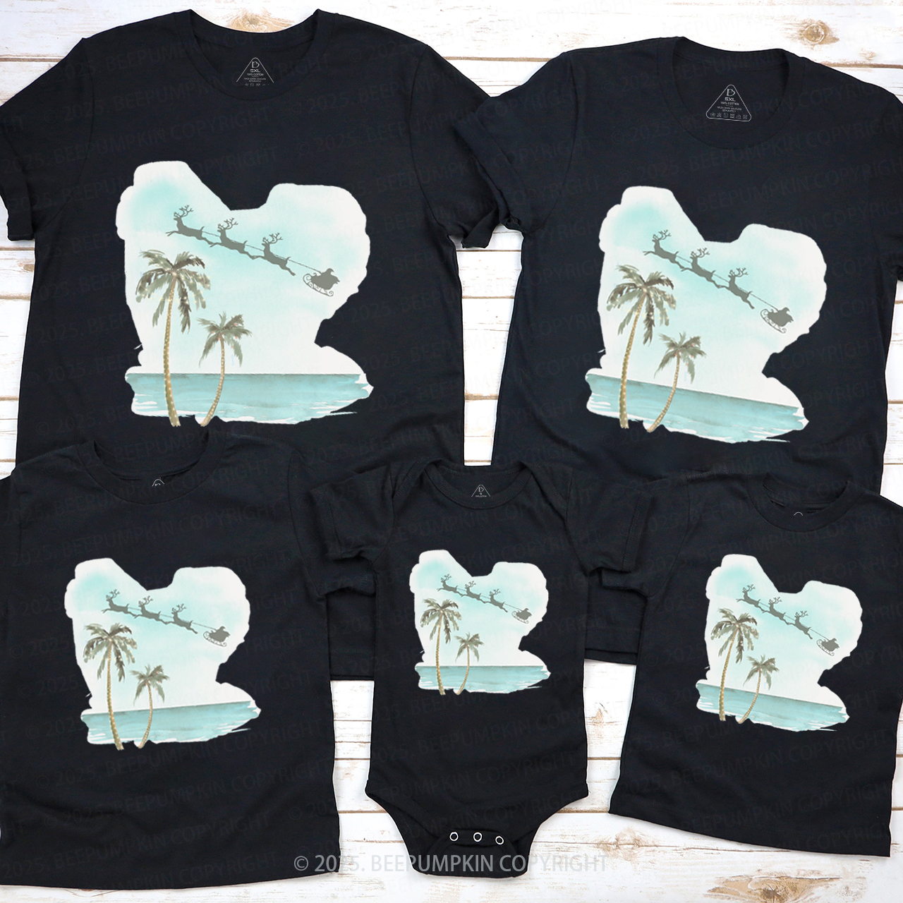 Christmas Palm Tree Family Matching T-Shirts Beepumpkin