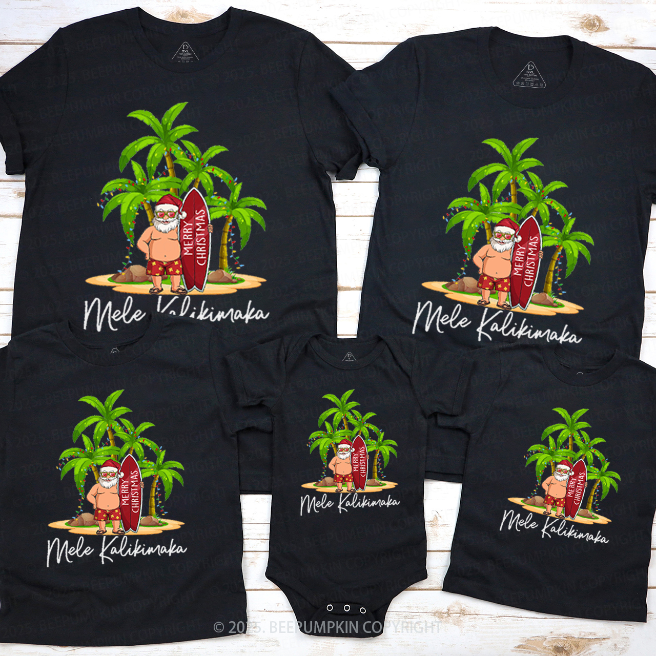 Personalized Hawaiian Christmas Family Matching T-Shirts Beepumpkin