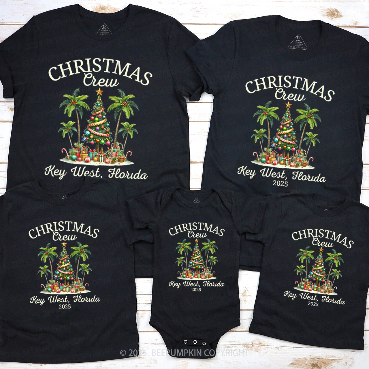 Personalized Tropical Christmas Group Family Matching T-Shirts Beepumpkin