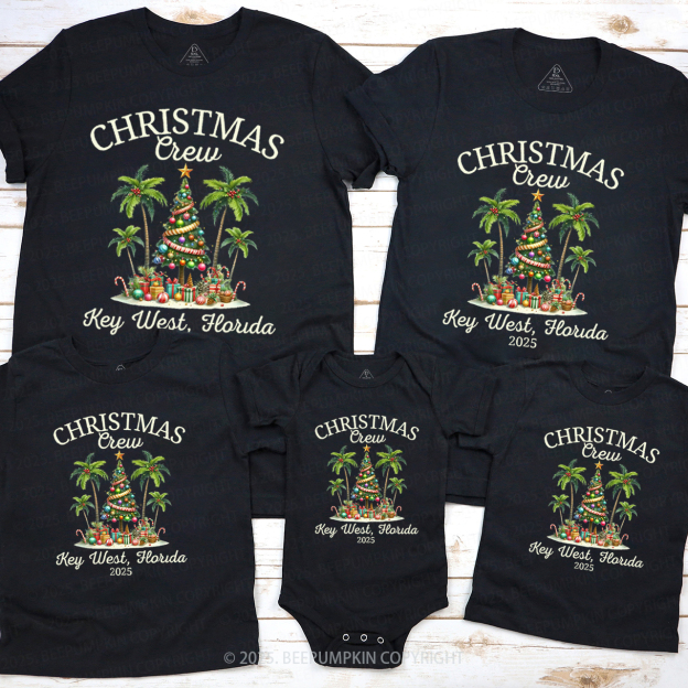 Personalized Tropical Christmas Group Family Matching T-Shirts Beepumpkin