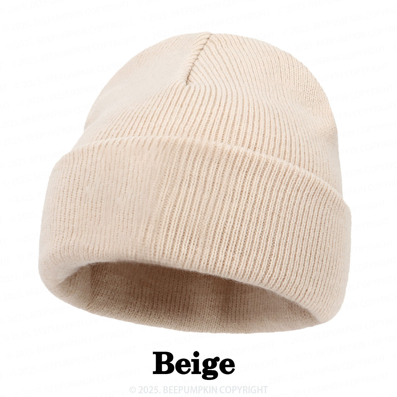 8 Colors Personalized Name Beanie Hat (Vegan Leather Patch)