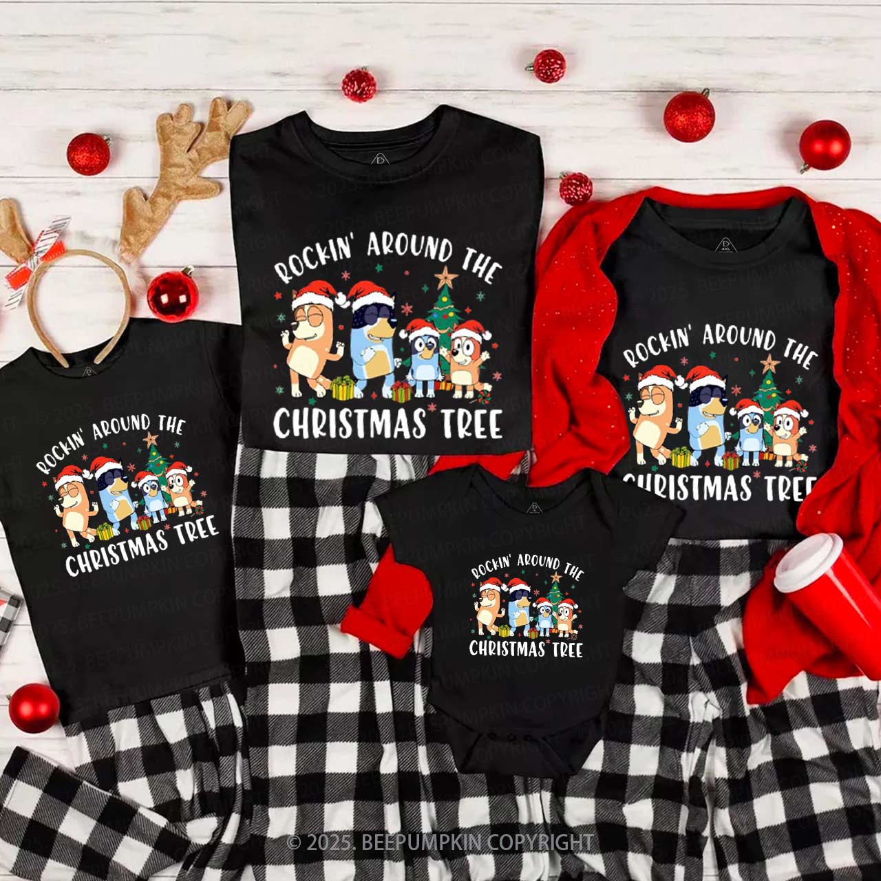 Rockin Around To Christmas Tree Family Matching T-Shirts Beepumpkin