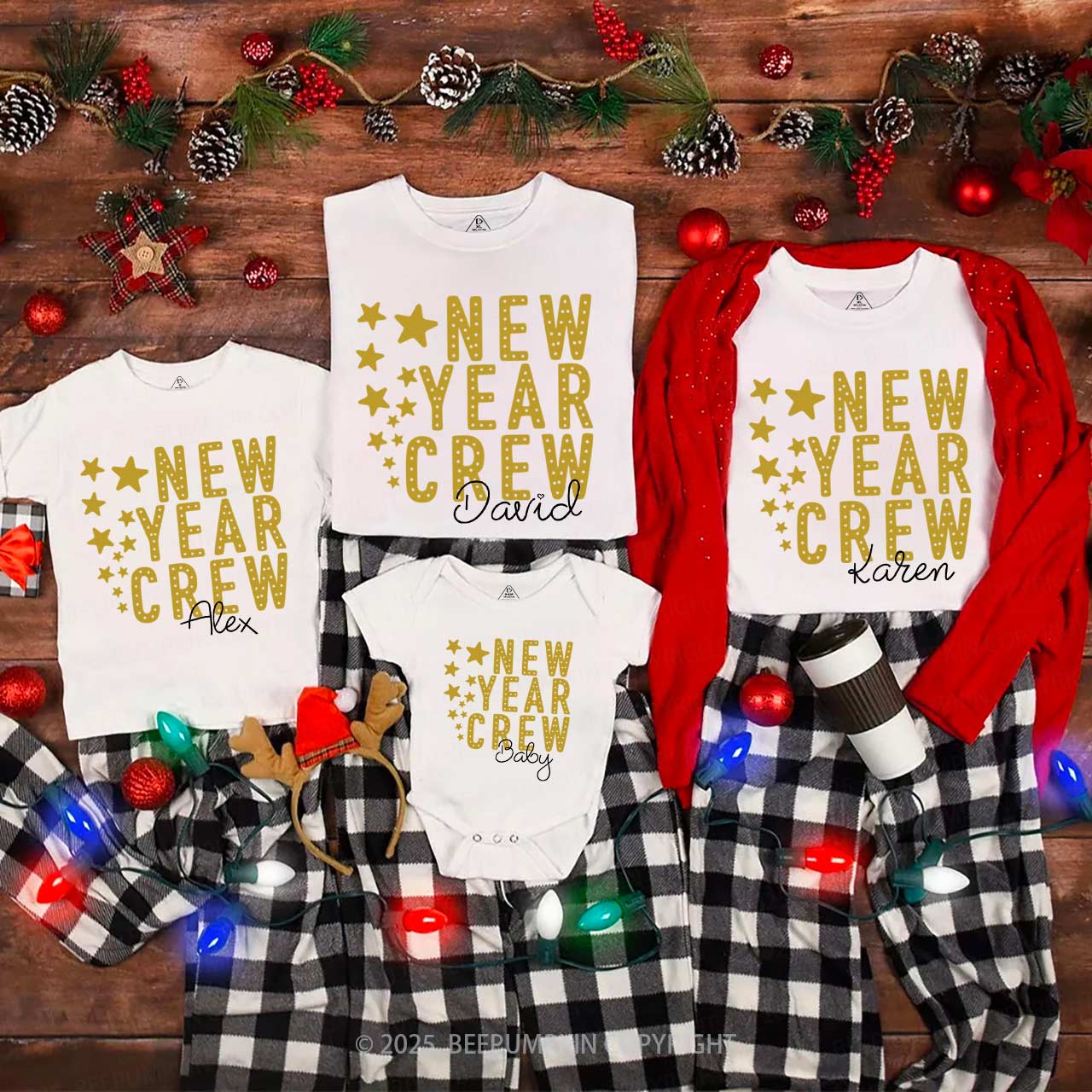 Personalized New Year Crew Family Matching T-Shirts Beepumpkin