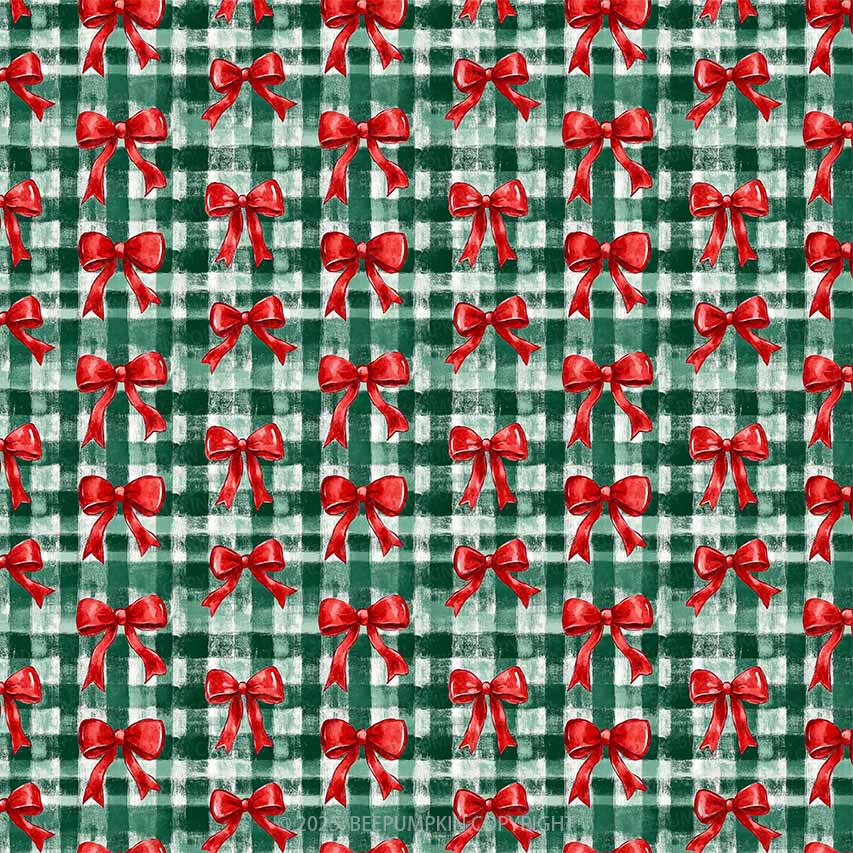 Christmas Green Watercolor Bows All-Over Print Family Matching Pajama Sets