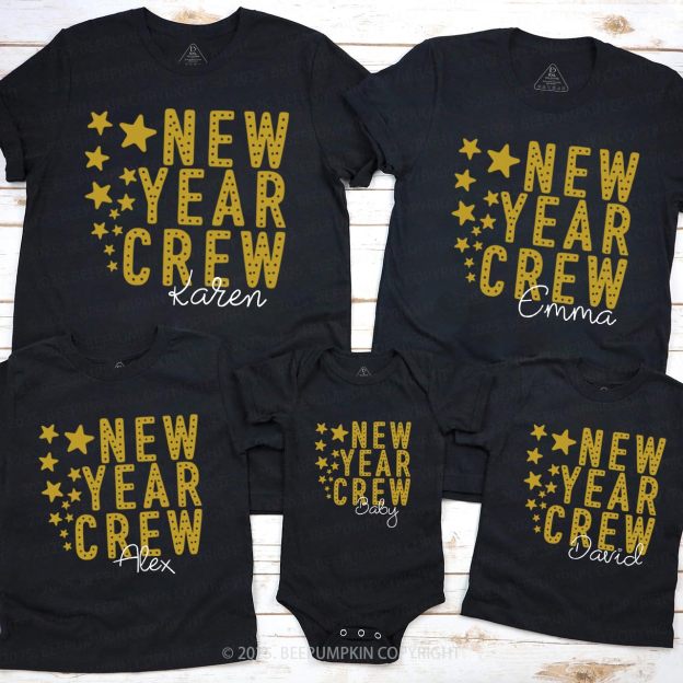 Personalized New Year Crew Family Matching T-Shirts Beepumpkin