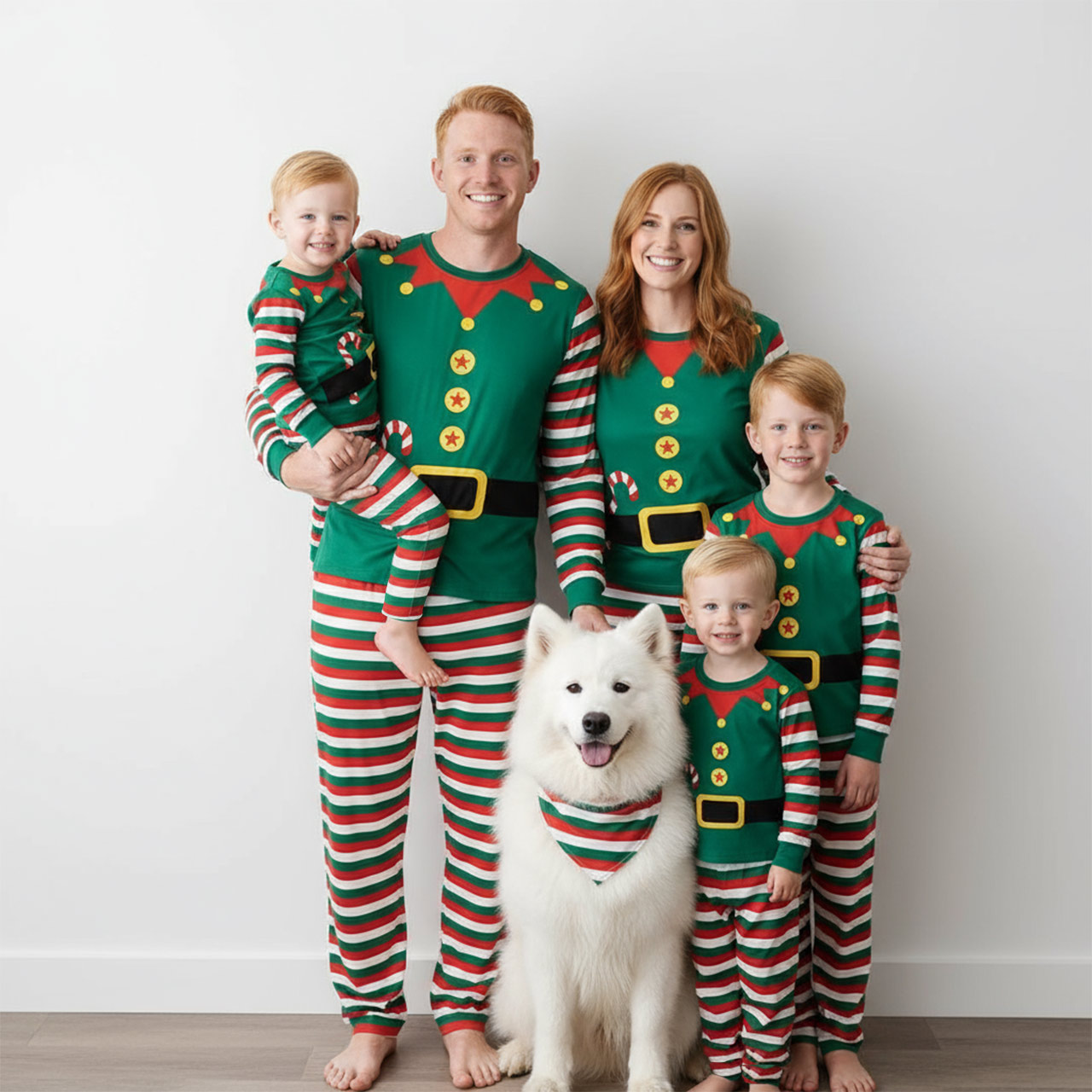 Cheerful Christmas Elves All-Over Print Family Matching Pajama Sets