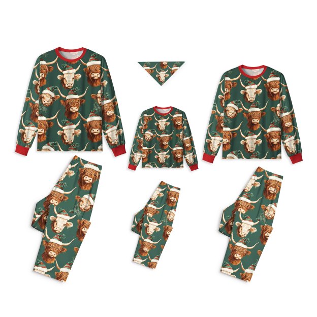 Highland Cow Christmas All-Over Print Family Matching Pajama Sets