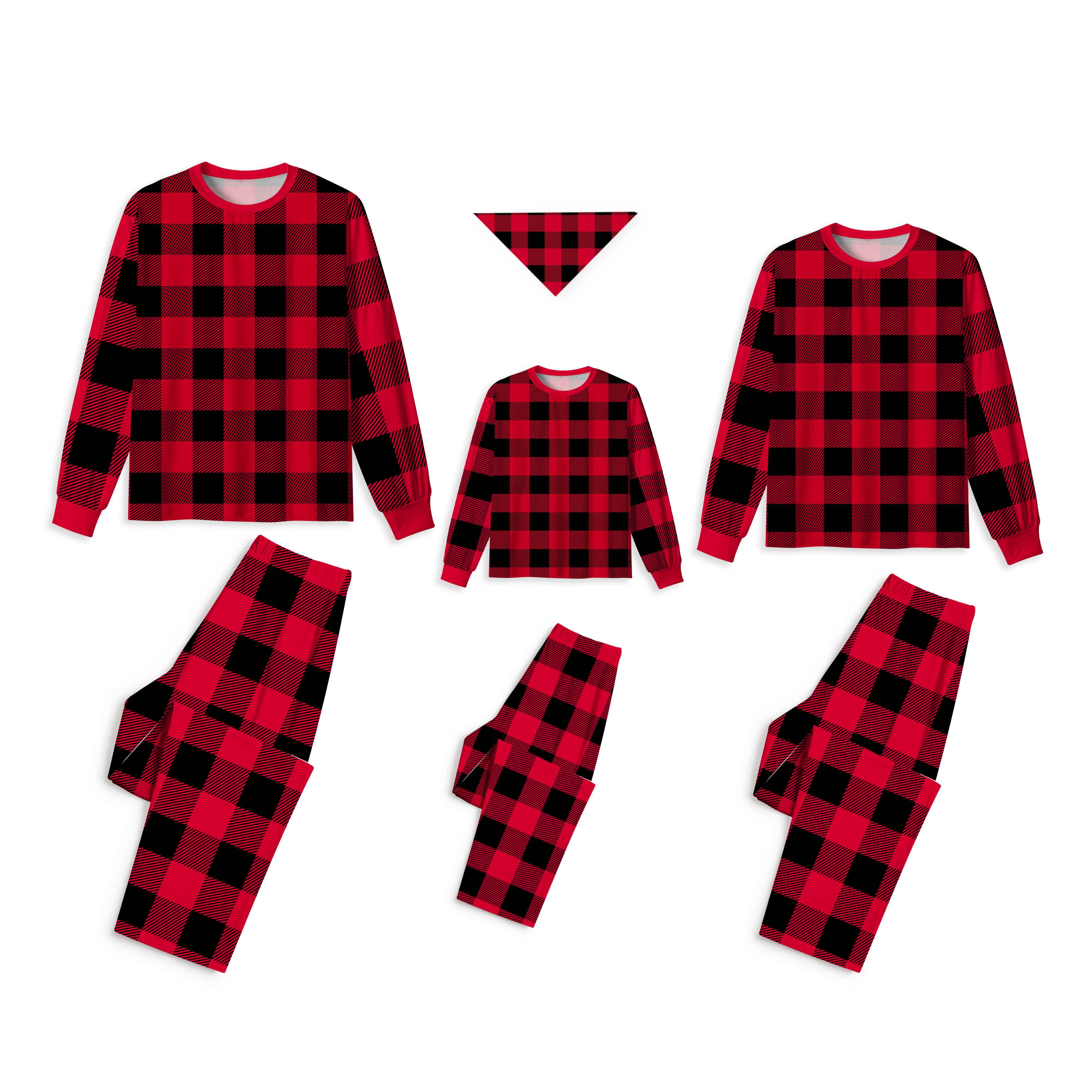 Red & Black Buffalo Check plaids All-Over Print Family Matching Pajama Sets
