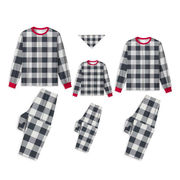 Black & White Buffalo Check plaids All-Over Print Family Matching Pajama Sets