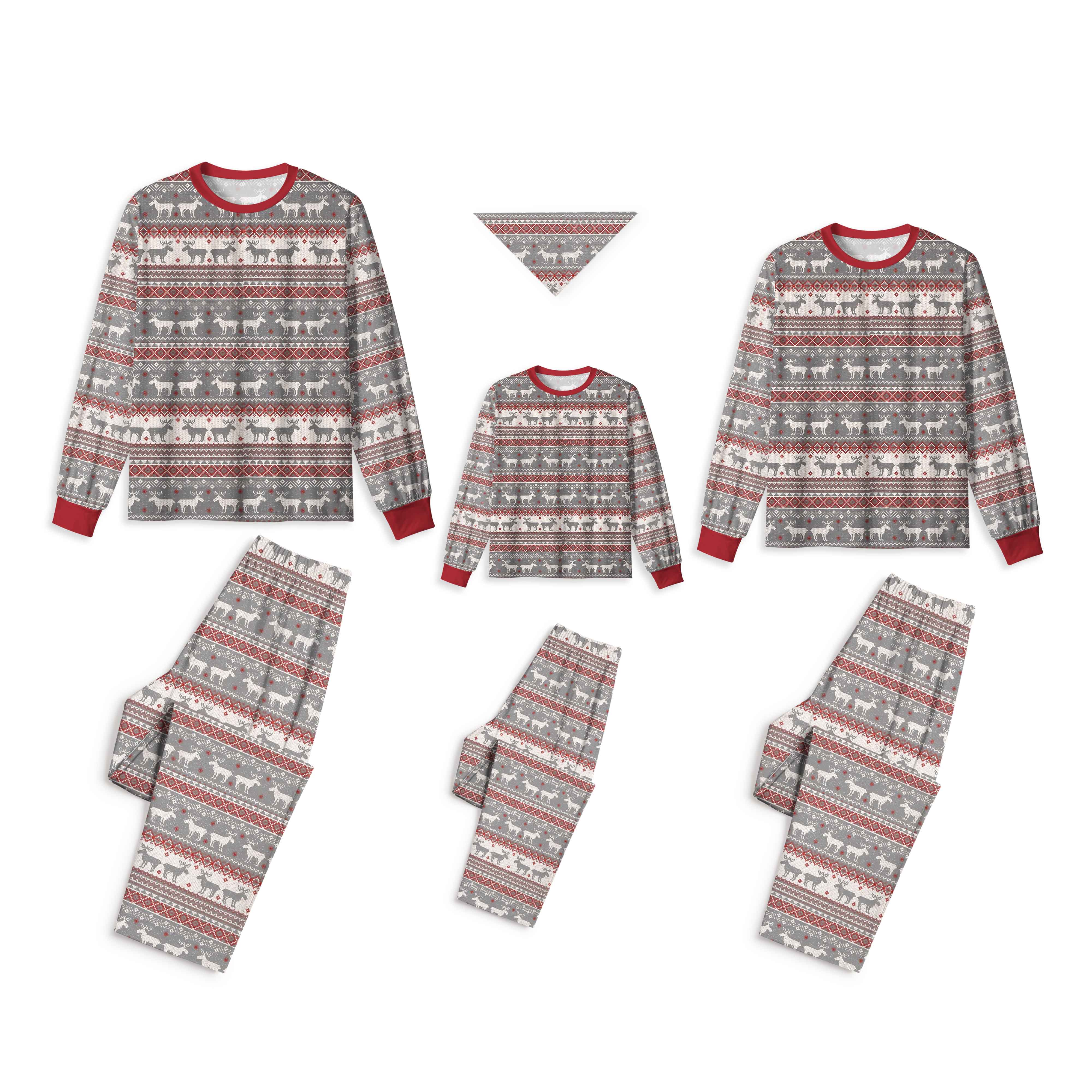 Reindeer Winter Stripe All-Over Print Family Matching Pajama Sets