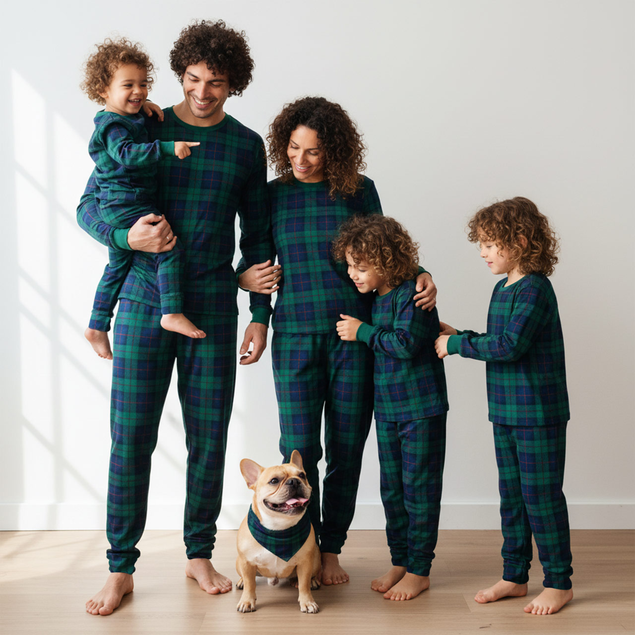 Classic Green Plaid All-Over Print Family Matching Pajama Sets