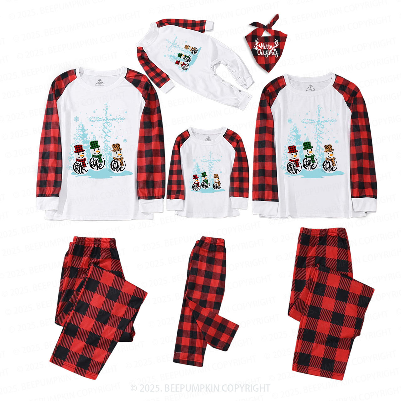Faith Hope Love Snowmen Christmas Family Matching Pajamas