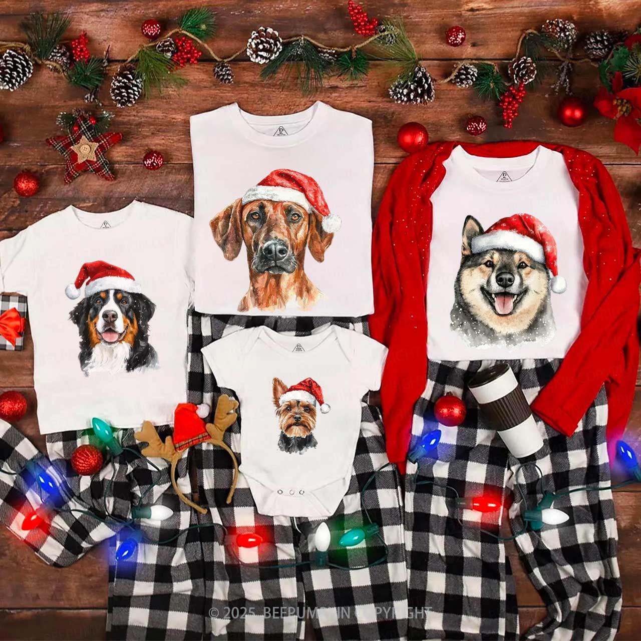 Personalized Santa Christmas Dog Family Matching T-Shirts Beepumpkin