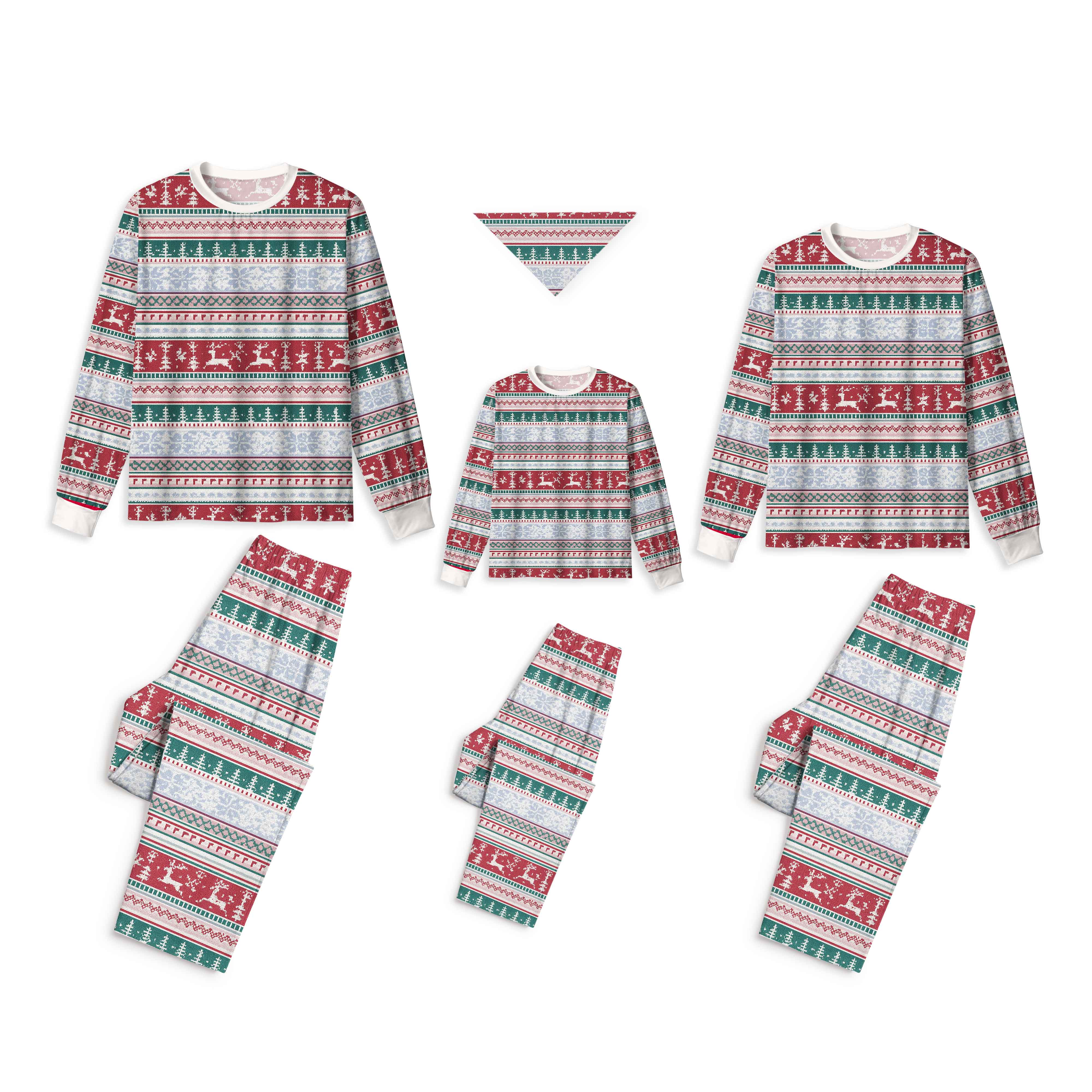 Snowy Stripes All-Over Print Family Matching Pajama Sets