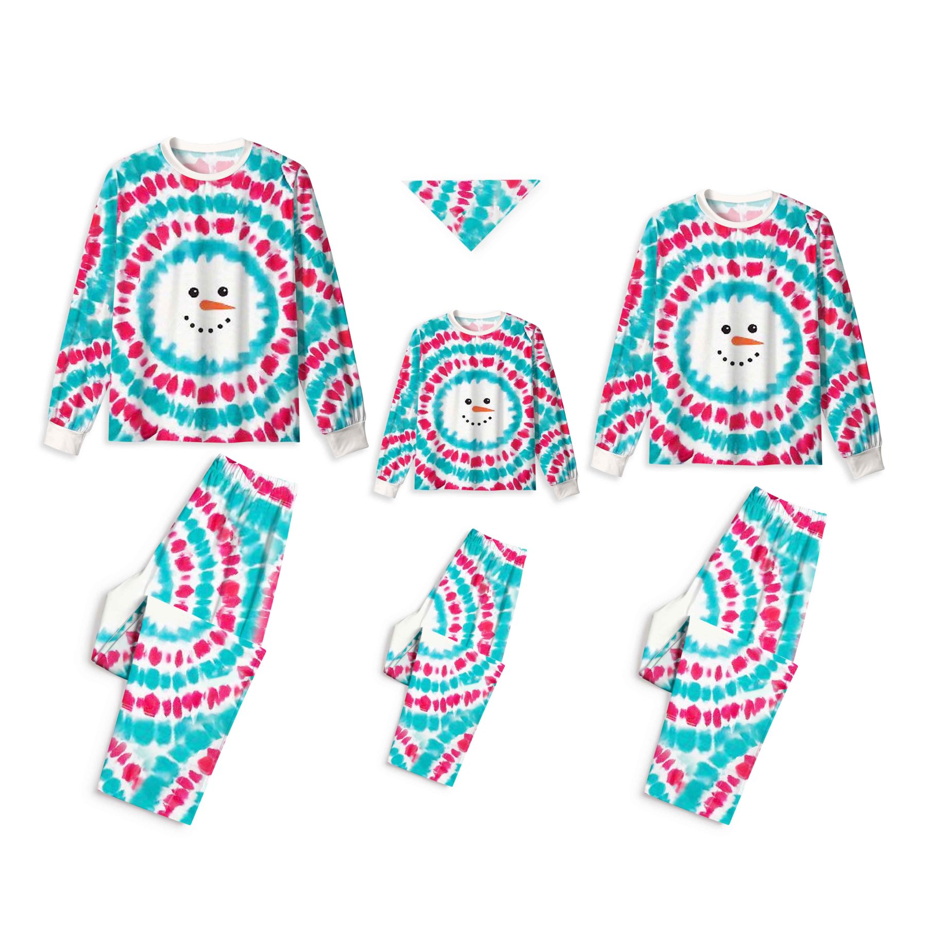 Tie-Dye Frosty Faces All-Over Print Family Matching Pajama Sets