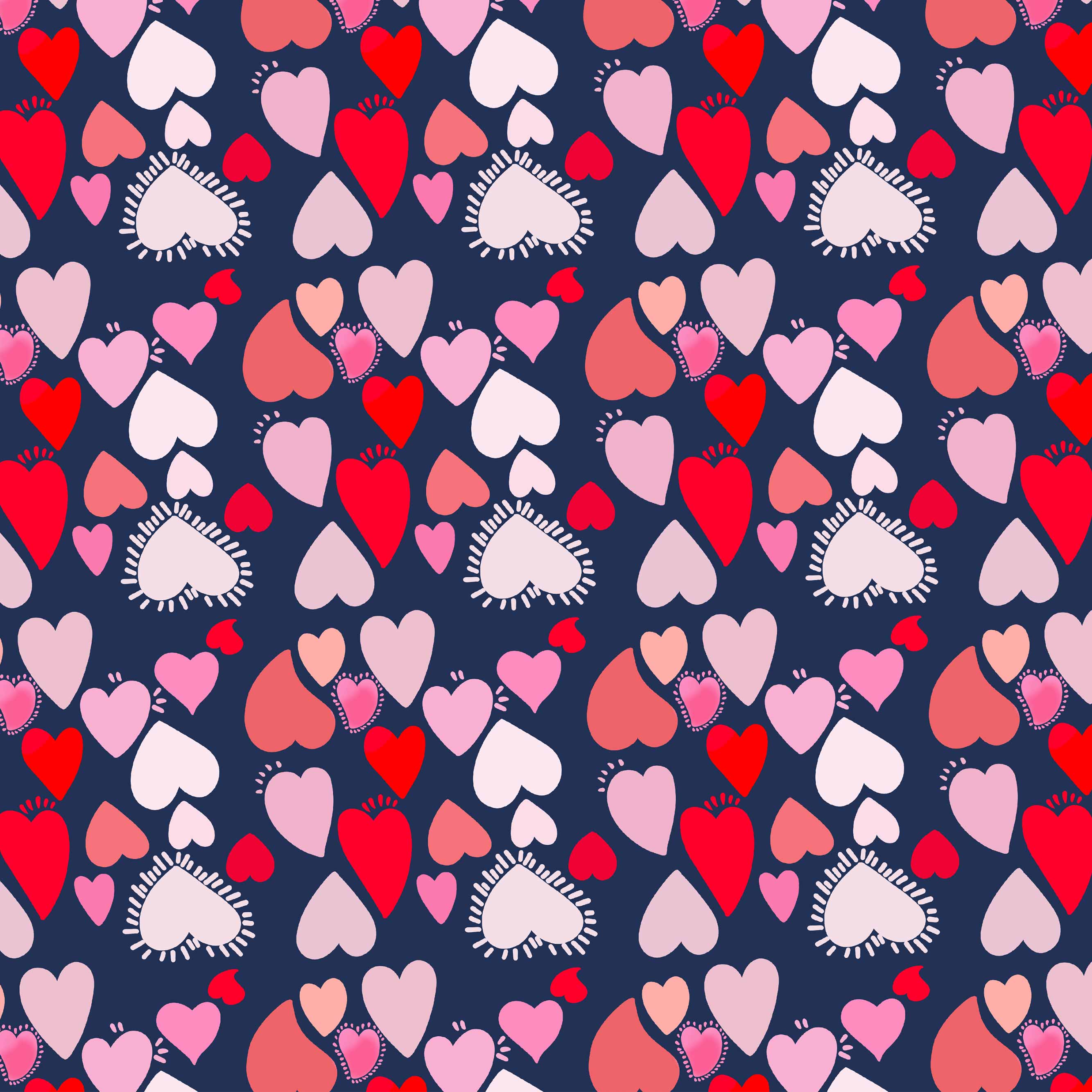 Pink Heart Navy Mom&Me All-Over Print Matching Pajama Sets