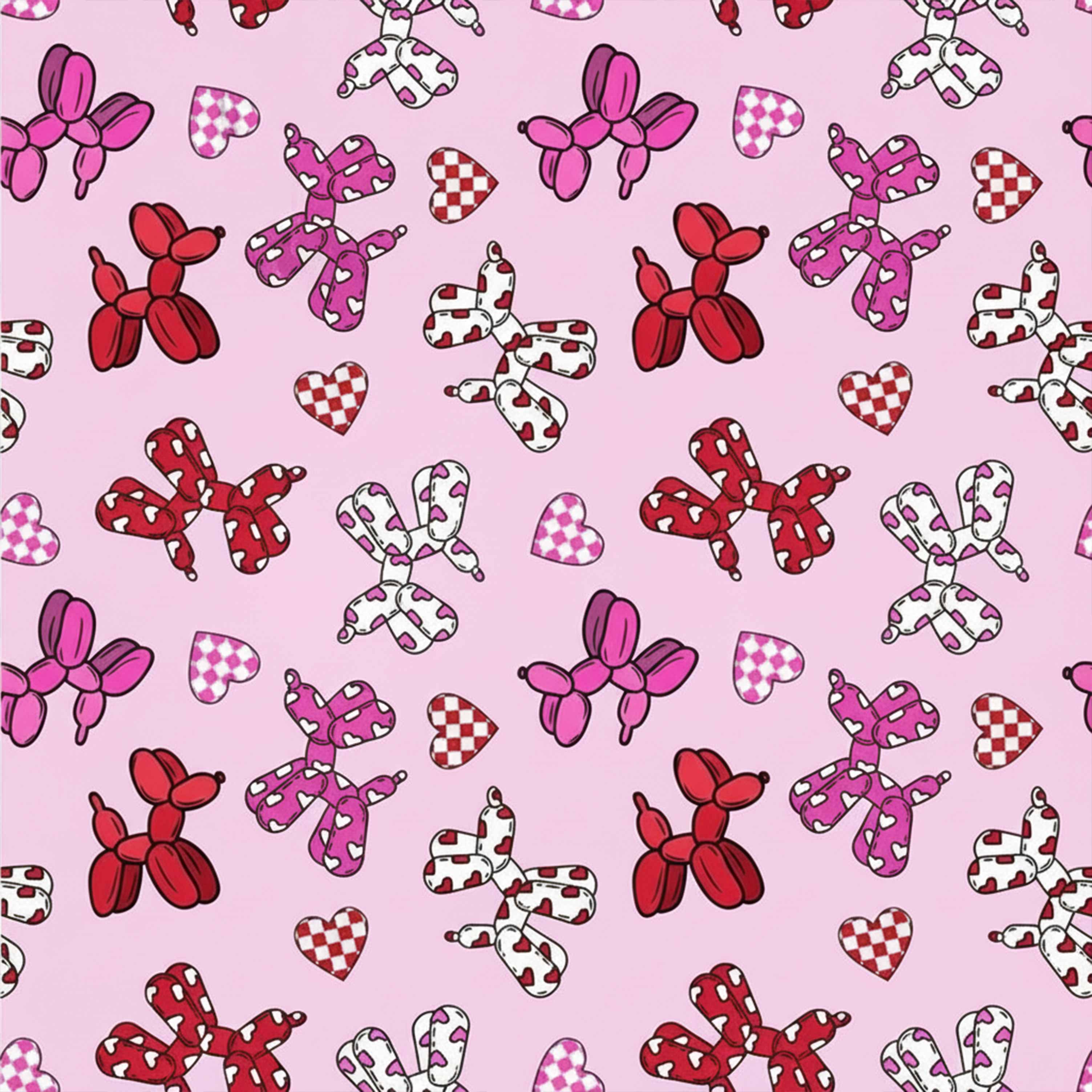 Pink And Blue Balloon Dog Mom&Me All-Over Print Matching Pajama Sets