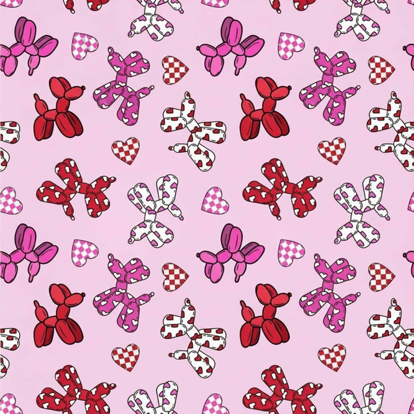 Pink And Blue Balloon Dog Mom&Me All-Over Print Matching Pajama Sets