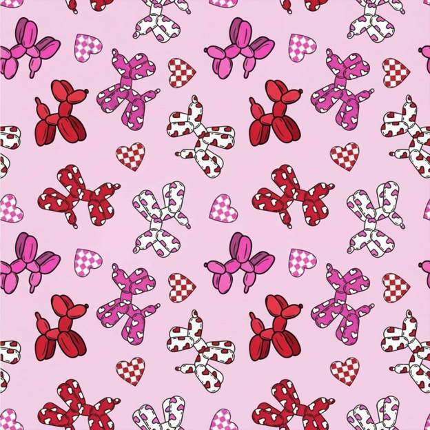 Pink And Blue Balloon Dog Mom&Me All-Over Print Matching Pajama Sets