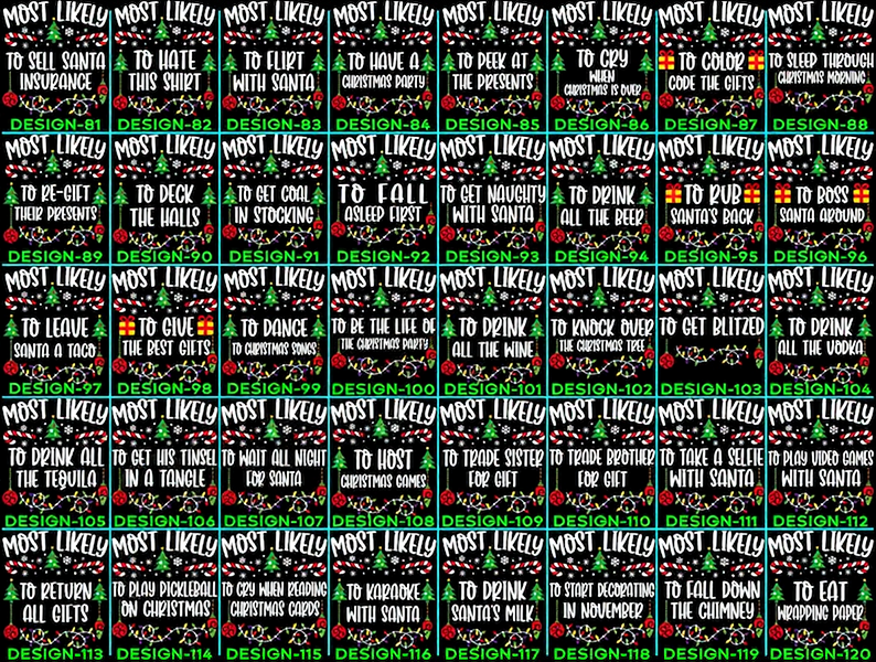 48 Quotes Most Likely To Christmas Family Matching Shirt