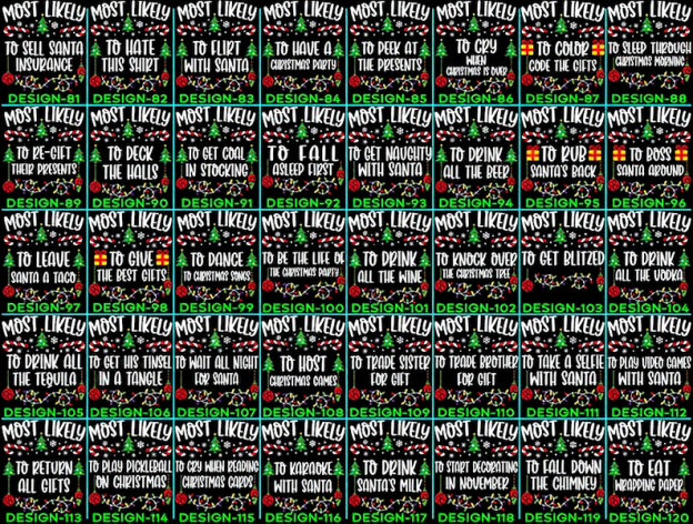 48 Quotes Most Likely To Christmas Family Matching Shirt