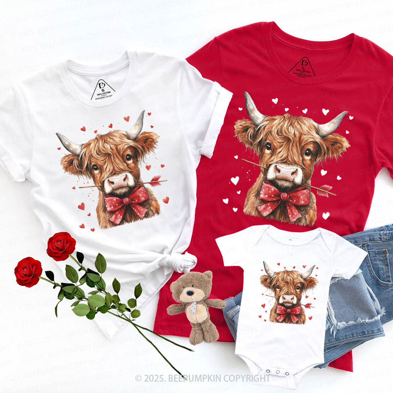 Highland Cow Valentine's Day Family Shirt
