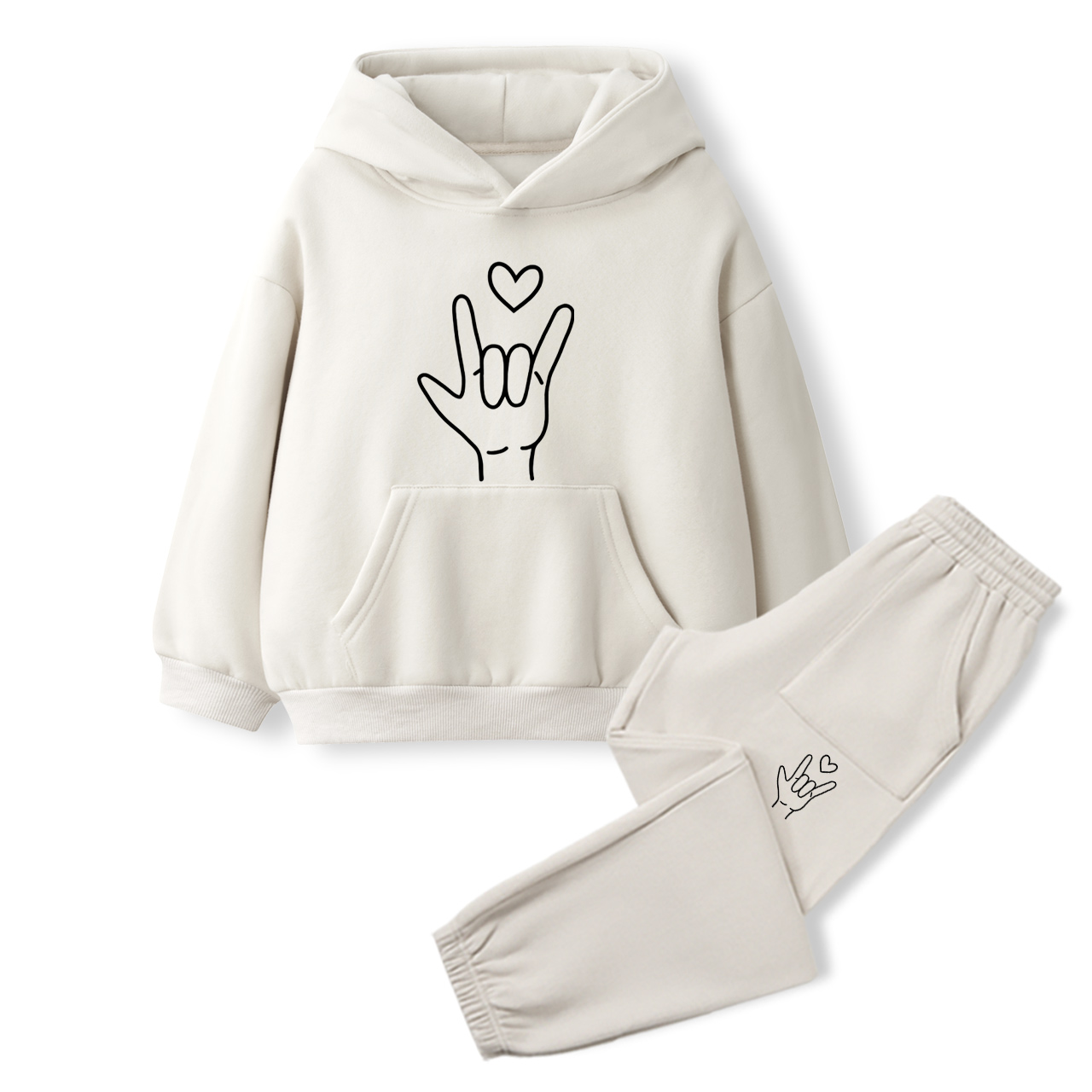 Sign Language - I Love You Toddler&Kids Hoodie Set