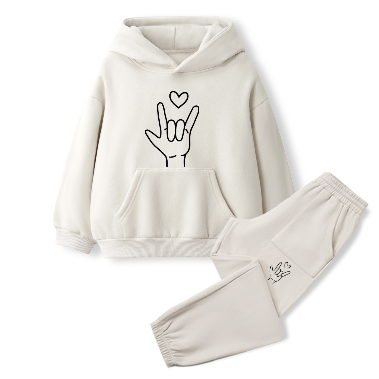 Sign Language - I Love You Toddler&Kids Hoodie Set