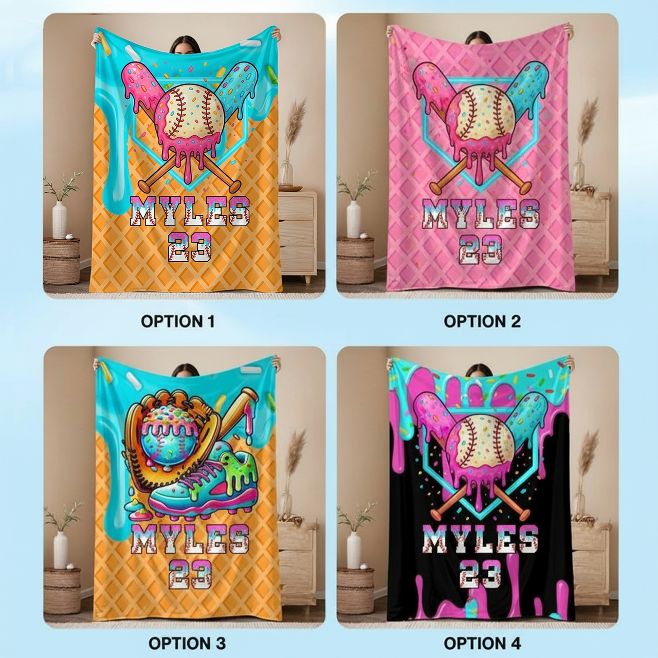 Personalized Baseball Drip Blanket