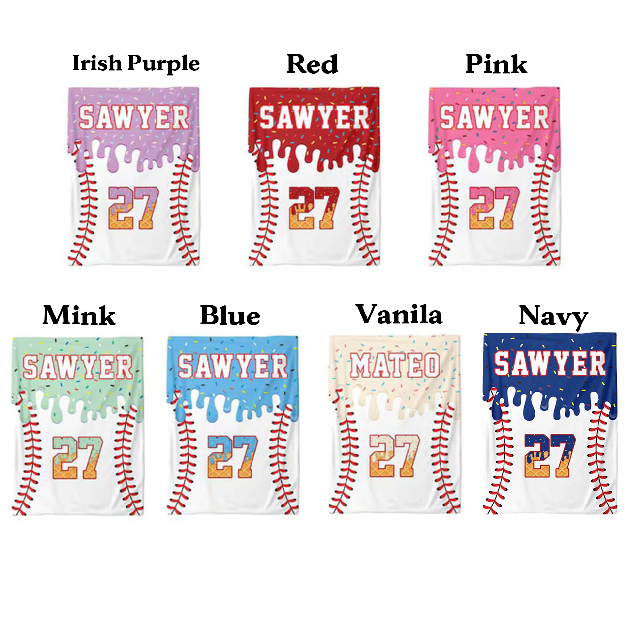 Personalized Ice Cream Baseball Blanket