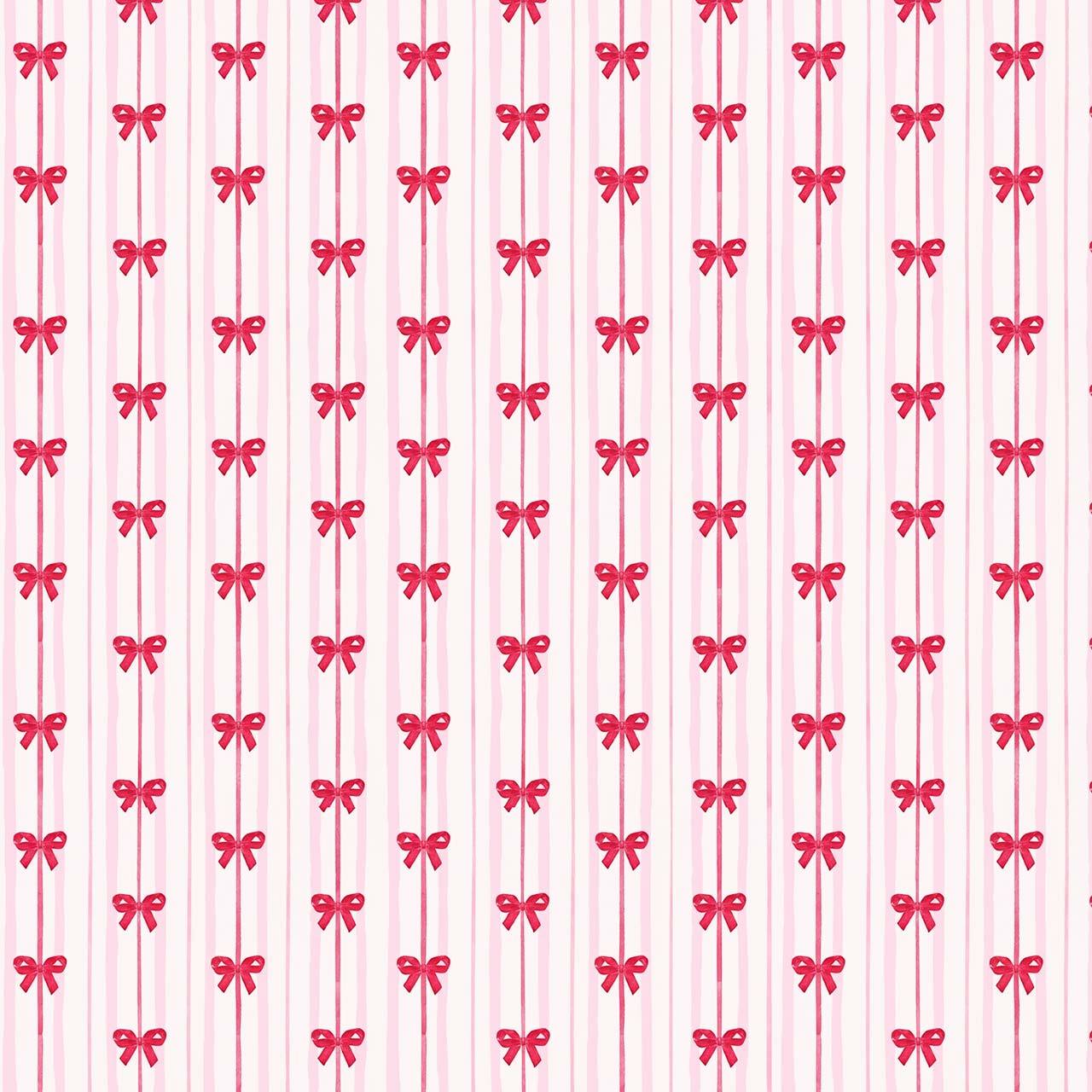 Pink Bow Charm All-Over Print Mom&Me Cuffed Pajama Sets