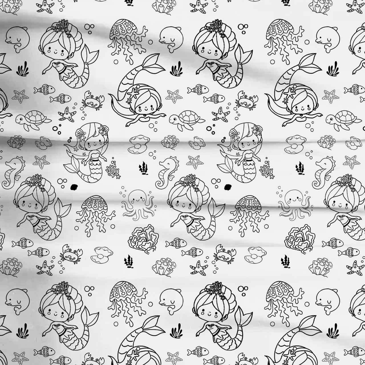 Colorable Creative Mermaid Dreams Two-Piece Pajama Set For Kids