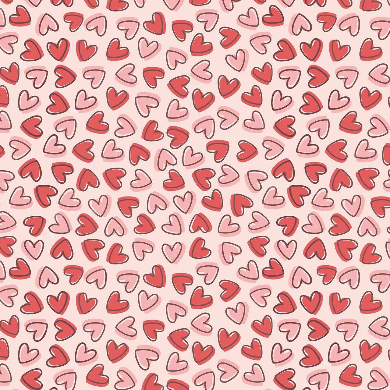 Pink&Red Sweetheart Doodles All-Over Print Mom&Me Cuffed Pajama Sets