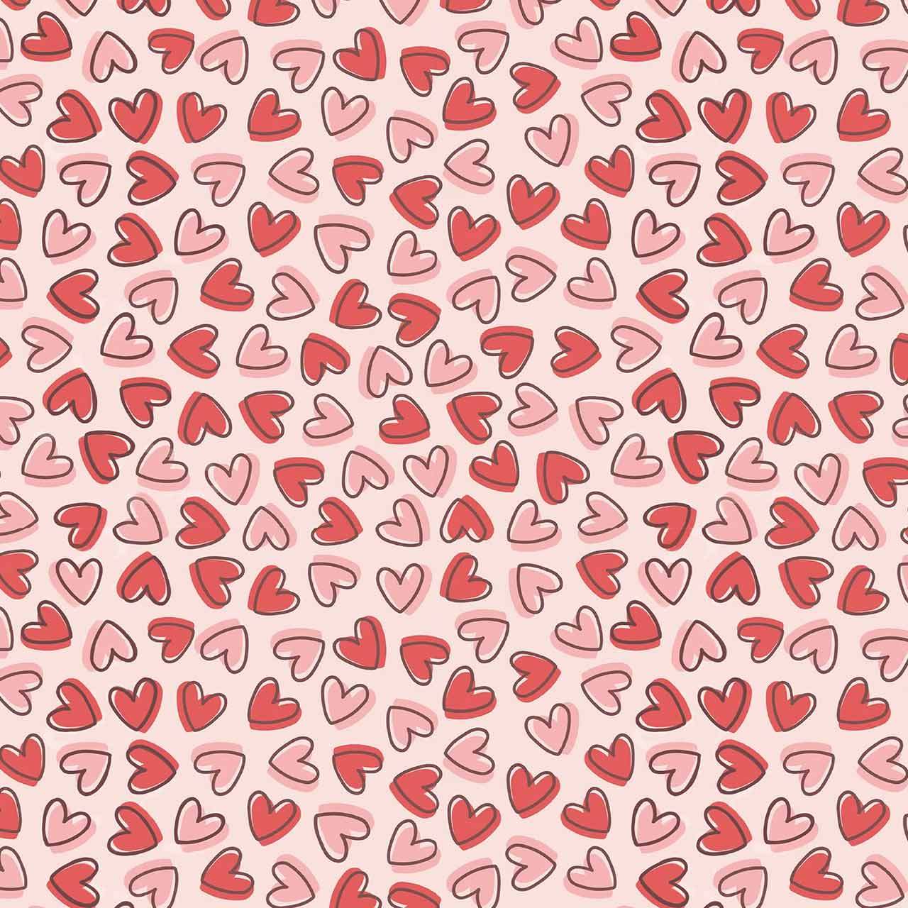 Pink&Red Sweetheart Doodles All-Over Print Mom&Me Cuffed Pajama Sets